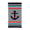 Telo Stampato Rigato Ancora Asciugamano 100% Poliestere Telo Mare 100x180cm 