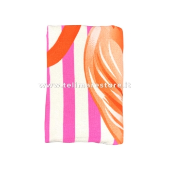Telo Stampato Rigato Fenicottero Asciugamano 100% Poliestere Telo Mare 100x180cm 