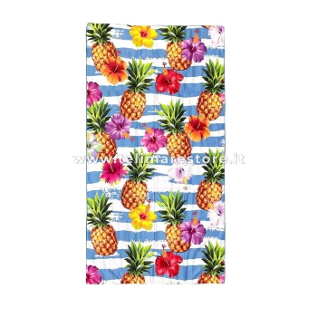 Telo Stampato Summer Ananas in Microfibra 90x165cm Telo Mare Asciugamano Spiaggia 