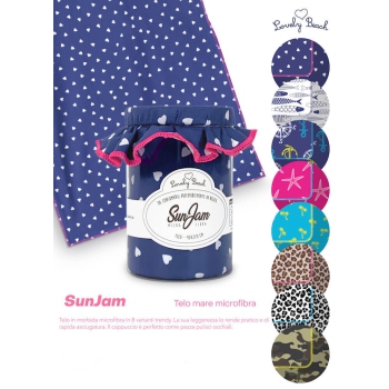 Telo Stampato SunJam Cuoricini in Microfibra 90x170cm 100% Poliestere Telo Mare