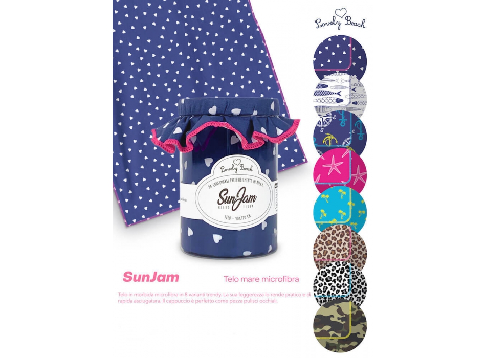 Telo Stampato SunJam Cuoricini in Microfibra 90x170cm 100% Poliestere Telo Mare